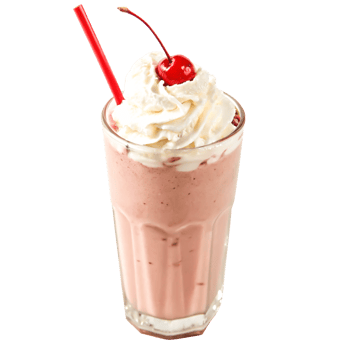 Delicious Cherry Smoothie with Whipped Cream in Glass, Red Straw png