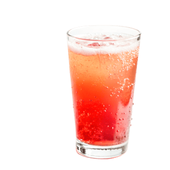Refreshing Red Summer Drink in Glass, Bubbly Iced Beverage, Cocktail png