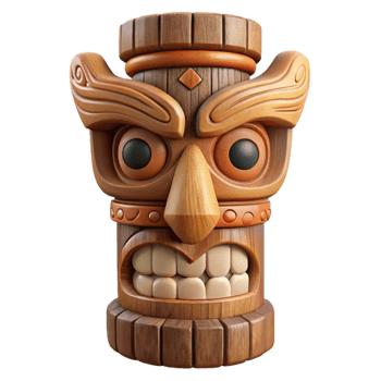 vibrant vintage Carved Wooden Totem Pole Isolated Cutout high quality png