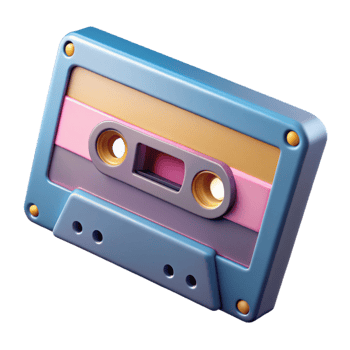beautiful contemporary Cassette Tape Retro Style Cutout Transparent Background premium png
