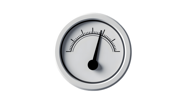 White Analog Gauge Meter, Modern Minimalist Design, Measurement Indicator, 3D Render png