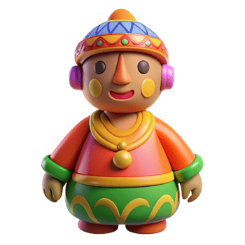 dramatic modern Ceramic Figurine Vibrant Colors Cutout exclusive png