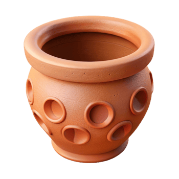 vibrant creative Ceramic Flower Pot Terracotta Color Cutout premium png