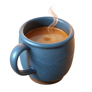 magnificent abstract Ceramic Mug with Steam Top View Isolated genuine png