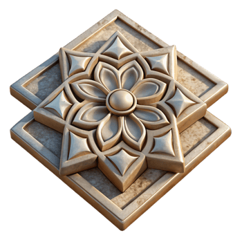 serene modern Ceramic Tile Decorative Pattern Isolated Transparent Background professional png