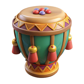 impressive minimalist Ceremonial Drum with Colorful Decorations Cutout premium png