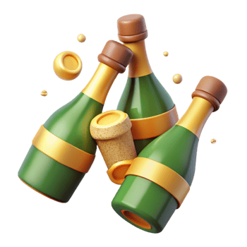 stunning artistic Champagne Bottles with Popping Corks Cutout png