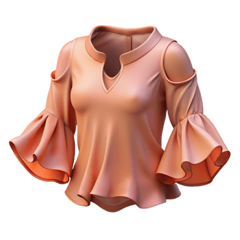vibrant minimalist Chiffon Blouse Flowing Peach Cutout premium png