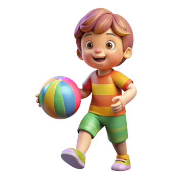 serene rustic Child Playing with Ball Colorful Isolated high resolution png