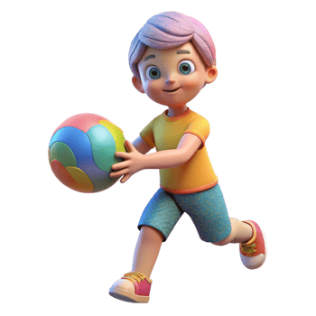 extraordinary creative Child Playing with Ball Colorful Isolated exclusive png
