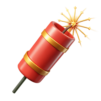 extraordinary vintage Chinese New Year Firecracker with Sparks Isolated professional png