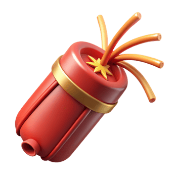serene minimalist Chinese New Year Firecracker with Sparks Isolated genuine png