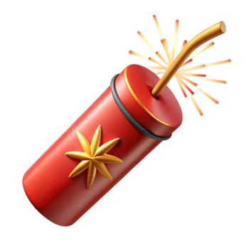 Chinese New Year Firecracker with Sparks Isolated png