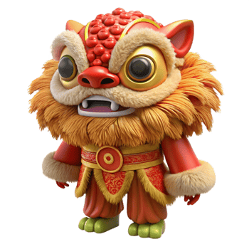 elegant vintage Chinese New Year Lion Dance Costume with Fur Isolated authentic png
