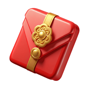 serene creative Chinese New Year Red Envelope Gold Design Isolated exclusive png