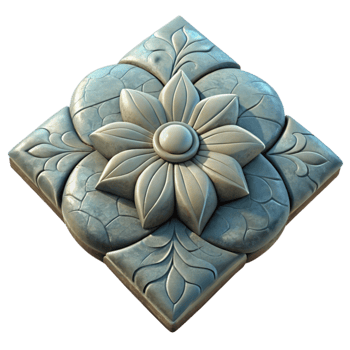 wonderful modern Chipped Ceramic Tile Floral Pattern Isolated detailed png
