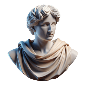 elegant vintage Chipped Marble Bust Draped Fabric Cutout authentic png
