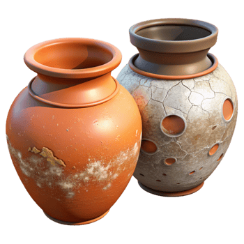 stunning traditional Chipped Pottery Restoration Before and After Isolated png