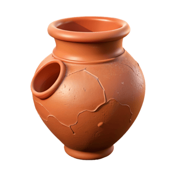 dramatic vintage Chipped Terracotta Vase Fragment Isolated on Transparent Background original png