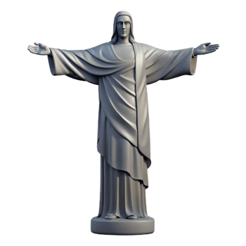 beautiful classic Christ the Redeemer Statue Backlit Silhouette Transparent Background premium png