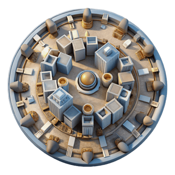 extraordinary rustic Circular City Plan Top View Transparent Background high resolution png