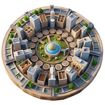 vibrant artistic Circular City Plan Top View Transparent Background original png