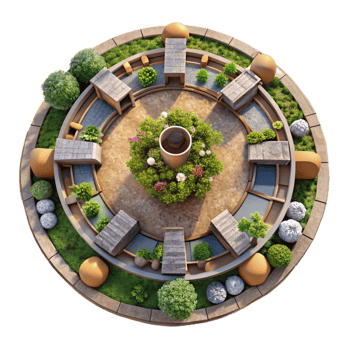 elegant rustic Circular Urban Garden Top View Cutout high quality png