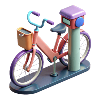 wonderful contemporary City Bike Sharing Station Isolated with Shadow premium png
