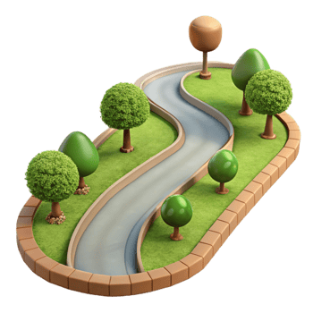 dramatic vintage City Park Path Winding Design Isolated premium png
