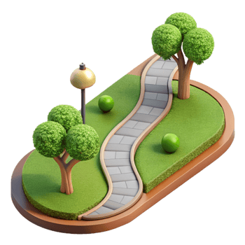 elegant traditional City Park Path Winding Design Isolated genuine png