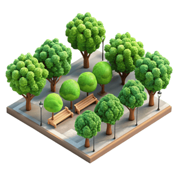 vibrant traditional City Park Tree Canopy Overhead View Transparent Background premium png