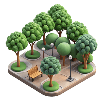 impressive artistic City Park Tree Canopy Overhead View Transparent Background png