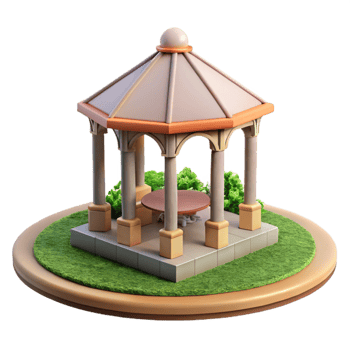 dramatic abstract City Park with Gazebo Isolated Cutout detailed png