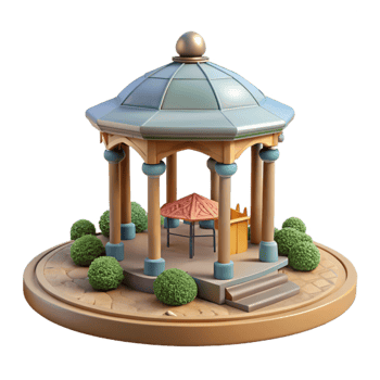 elegant rustic City Park with Gazebo Isolated Cutout high resolution png