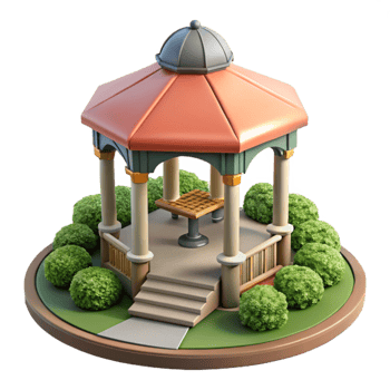 vibrant contemporary City Park with Gazebo Isolated Cutout exclusive png