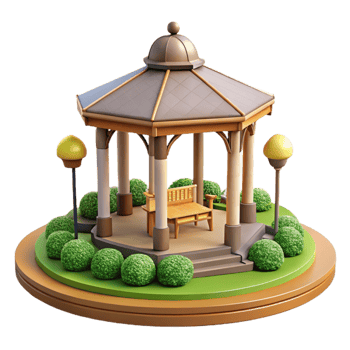 beautiful modern City Park with Gazebo Isolated Cutout premium png