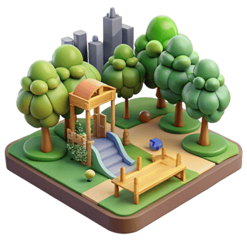 wonderful creative City Park with Playground and Trees Cutout Element exclusive png