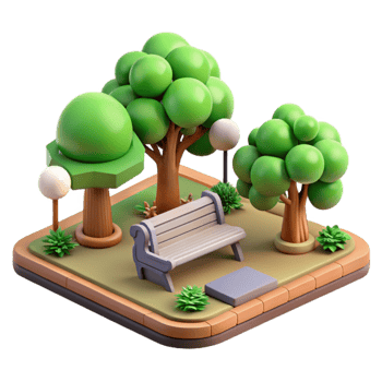 impressive creative City Park with Trees Night View Isolated png