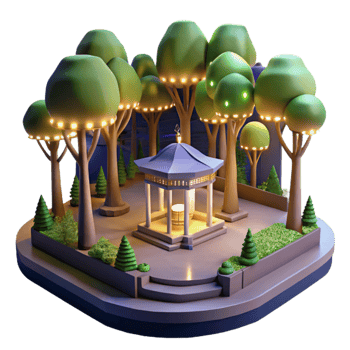 extraordinary creative City Park with Trees Night View Isolated detailed png