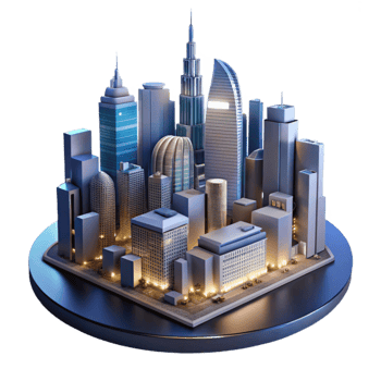 wonderful classic Cityscape Panorama at Night Isolated professional png