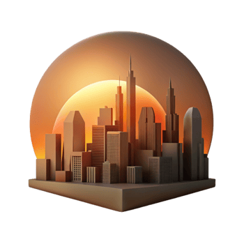 wonderful creative Cityscape Silhouette at Sunset Cutout Element high resolution png