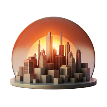 elegant artistic Cityscape Silhouette at Sunset Cutout Element high resolution png