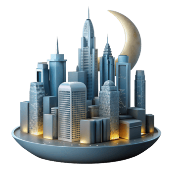 dramatic modern Cityscape Skyline Night View Cutout exclusive png