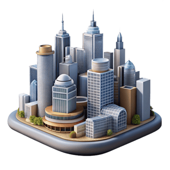 serene abstract Cityscape with Modern Architecture Isolated Element high quality png
