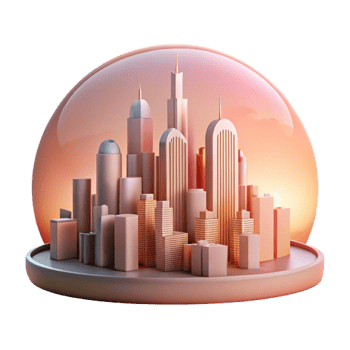 beautiful contemporary City Skyline at Dawn Isolated authentic png