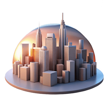 wonderful abstract City Skyline at Dawn Isolated premium png