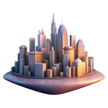 beautiful modern City Skyline at Dusk Cutout Element high quality png