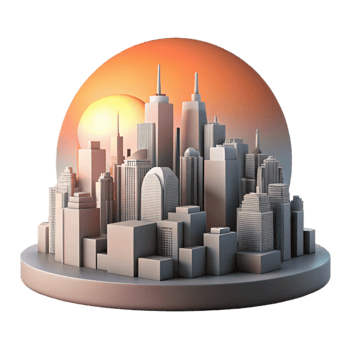 elegant artistic City Skyline at Sunset Isolated png