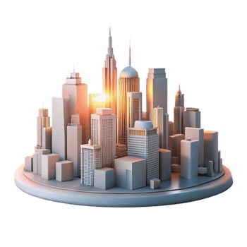 wonderful modern City Skyline Dawn Light Isolated png