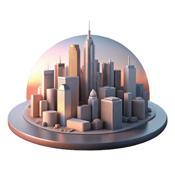 elegant traditional City Skyline Dusk Colors Isolated high resolution png